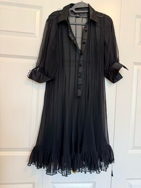 Adrianna Papell Black Sheer Overlay Dress